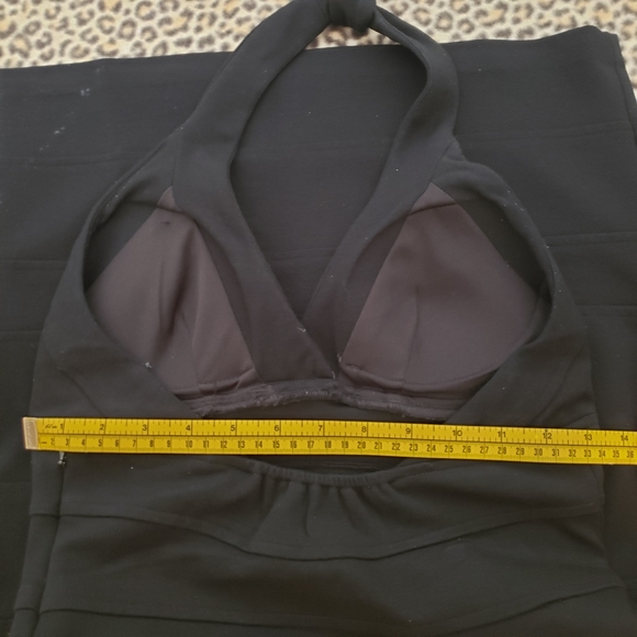 Cache Solid Black Body Con Unlined Stretchy Halter Midi Dress, Size 4, GUC - Picture 6 of 14